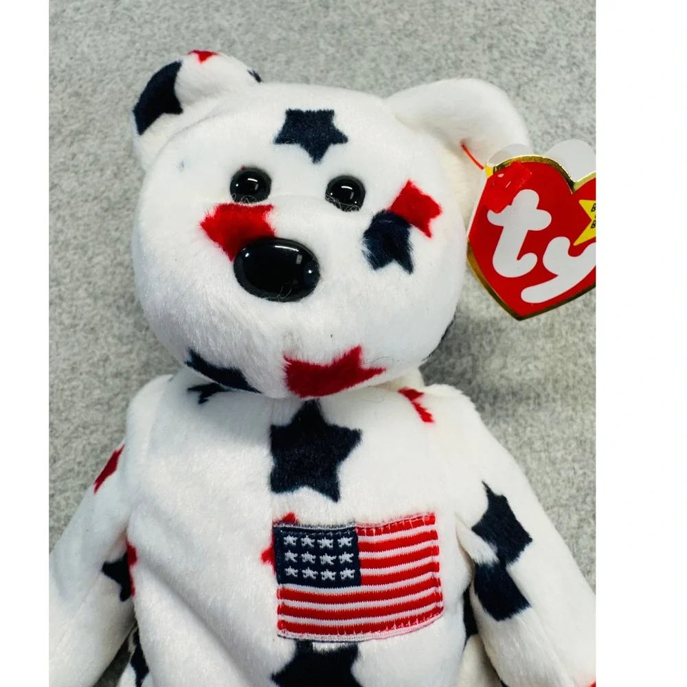 Ty Beanie Baby Glory‎ Bear July 4 1997 American Flag Patriotic Plush w/ Tag